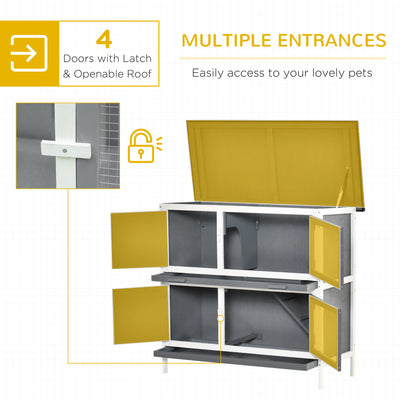 Solid Wood Rabbit/Bunny Hutch with 2 Large Main Rooms