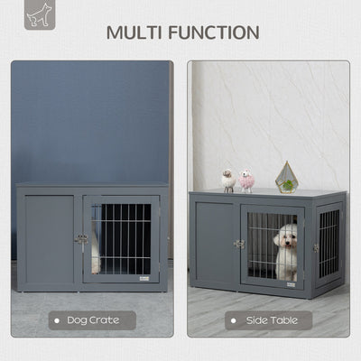 Furniture Style Dog Crate End Table, w/ Double Doors for Small &amp; Medium Dogs