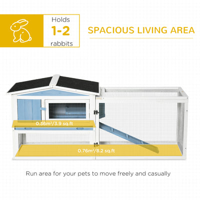 2-Story Rabbit Hutch Outdoor w/ Slide Out Tray, Detachable Run, Ramp
