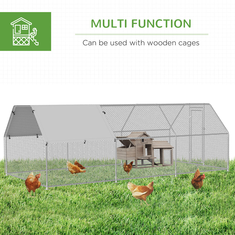 Large Metal Walk-In Chicken Coop Run Cage w/ Cover Outdoor