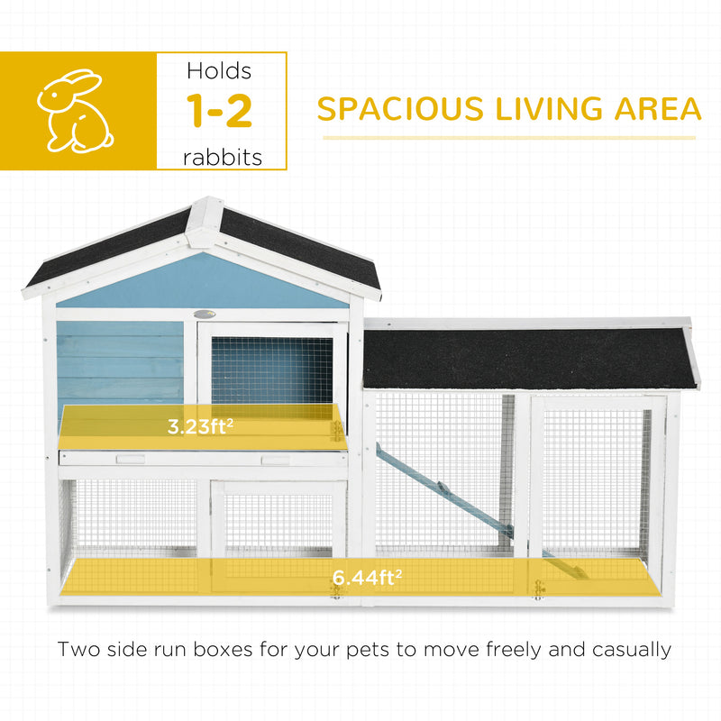 Two Story Small Animal House w/ Slide Out Tray, Ramp, Outdoor Run