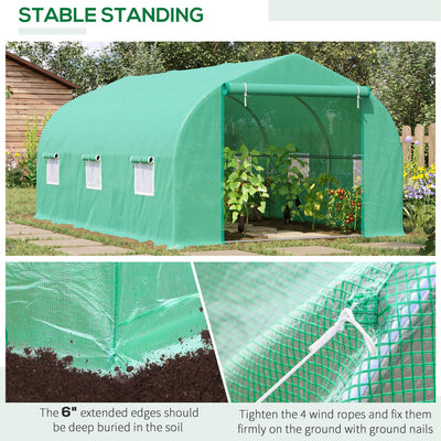 15'x10'x7' Walk-in Greenhouse Growing House Ventilation Portable Outdoor PE