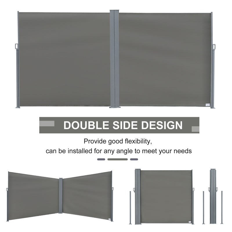 Retractable Double Side Awning Folding Privacy Screen Fence Sun Shade