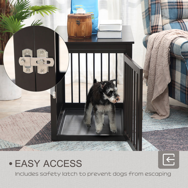 Wooden Dog Crate Furniture End Table Pet Kennel w/ Door Safety Lock