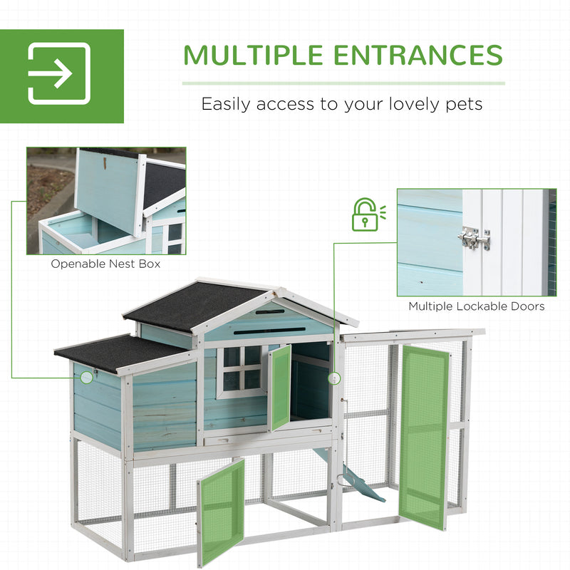 76" Wooden Chicken Coop Hen House with Outdoor Run Nesting Box Slide-out Tray