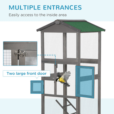 65&quot; Extra Large Wooden Bird Cage Habitat with Strong Metal Wire 2 Doors