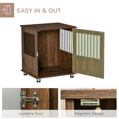 Wooden Dog Crate with Furniture Style for Small Dogs, Indoor End Table