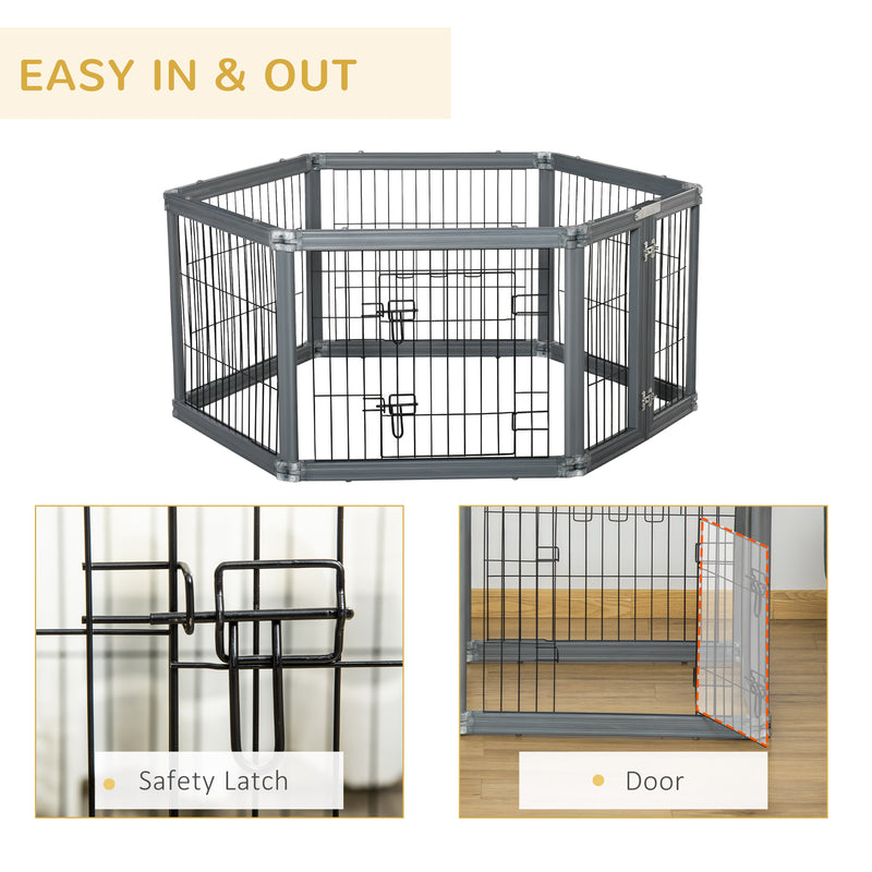 24.5&quot; Heavy-Duty Dog Fence 6 Panels Pet Playpen w/ Double Locking Latches