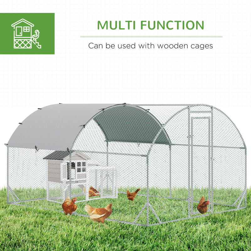 Metal Chicken Coop 1 Room Walk-in Enclosure Hen House w/ Water-Resist Cover