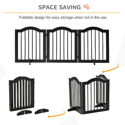 Freestanding Pet Gate for Dogs Folding Indoor Barrier w/2 Feet for Doorway Stair