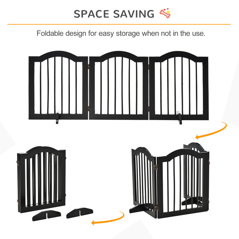 Freestanding Pet Gate for Dogs Folding Indoor Barrier w/2 Feet for Doorway Stair