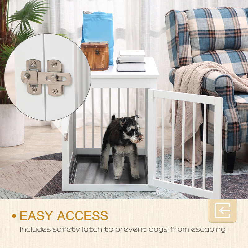 Wooden Dog Crate Furniture End Table Pet Kennel w/ Door Safety Lock