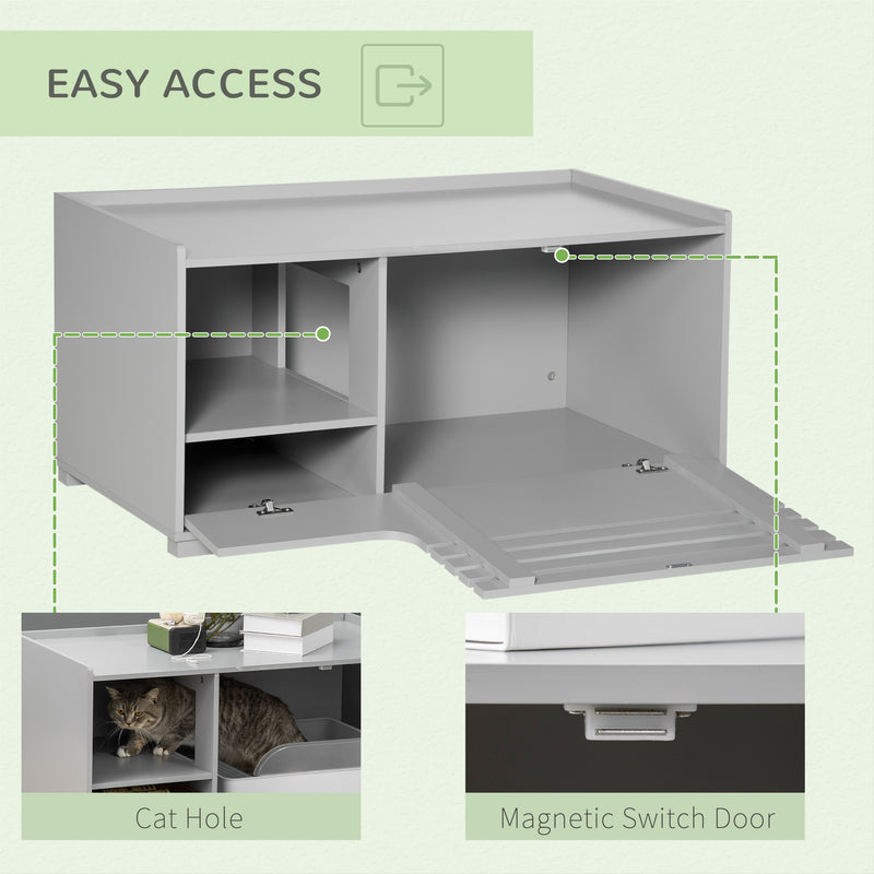 Cat Washroom Storage, Hidden Litter Box Enclosure End Table, W/ Door