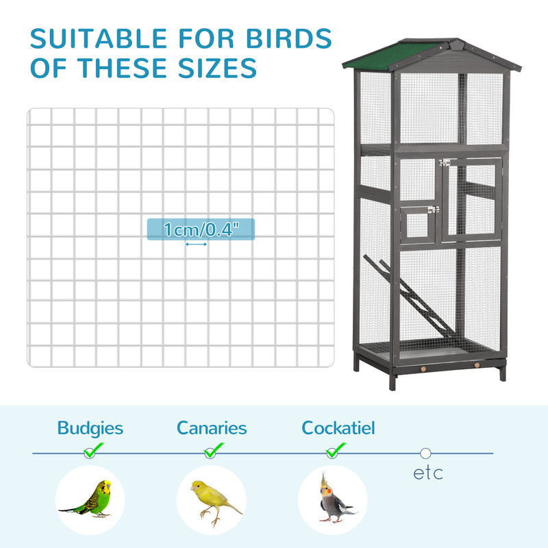 65&quot; Extra Large Wooden Bird Cage Habitat with Strong Metal Wire 2 Doors