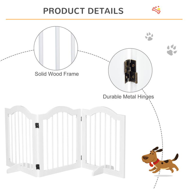 Freestanding Pet Gate for Dogs Folding Indoor Barrier w/2 Feet for Doorway Stair