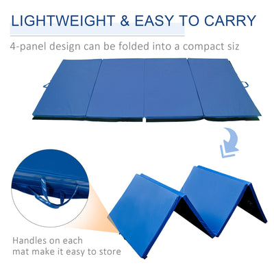 4'×8'×2'' Folding Exercise Mat Floor Gym Mat Fitness Yoga Pad PU Leather