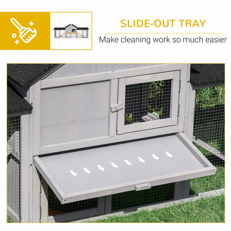 Fir Wood Bunny Hutch w/ Slide out Tray Ramps Asphalt Roof  for Outdoor Use