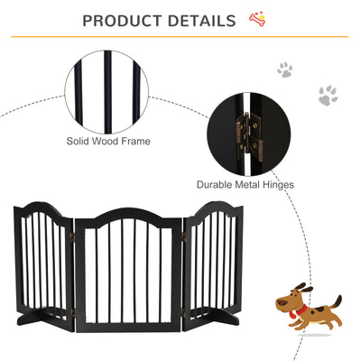 PawHut Freestanding Pet Dog Gate 24" Tall Folding Indoor Barrier 3 Panel