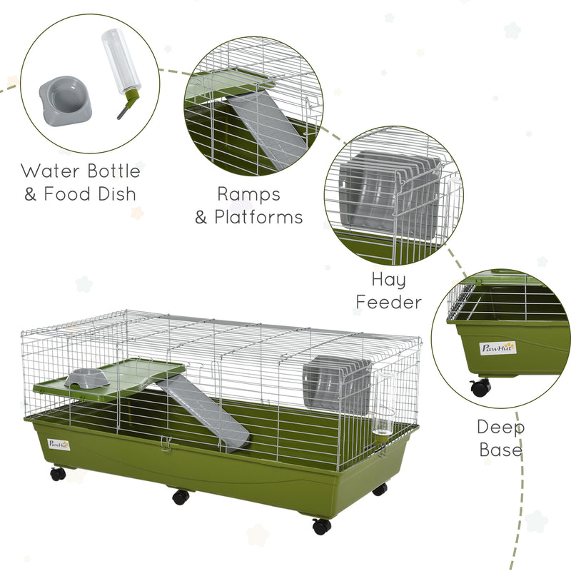 Guinea Pig, Hamster, &amp; Chinchilla House Cage w/ Food Dish, Wheels, &amp; Bottle