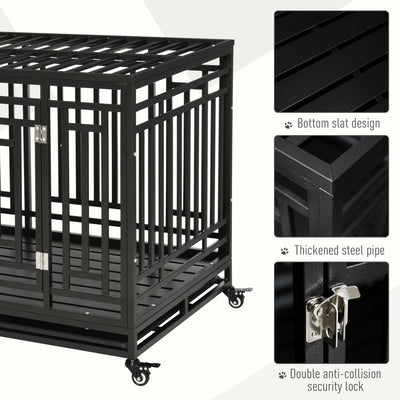 Heavy Duty Dog Pet Crate Kennel Cage Playpen Metal W/ Tray Castor