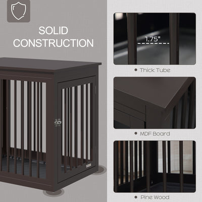 Wooden Dog Crate Furniture End Table Pet Kennel w/ Door Safety Lock