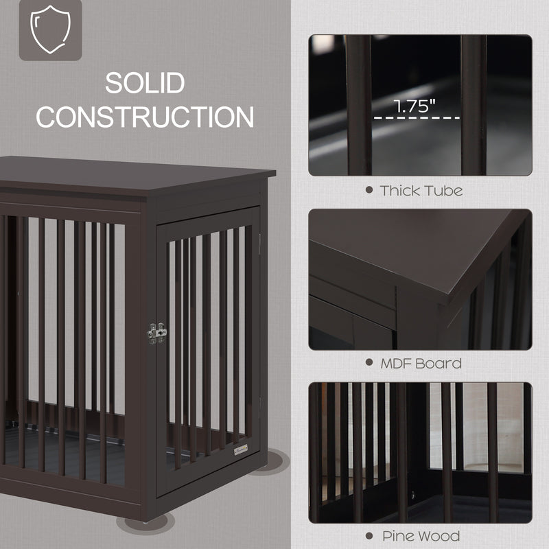Wooden Dog Crate Furniture End Table Pet Kennel w/ Door Safety Lock
