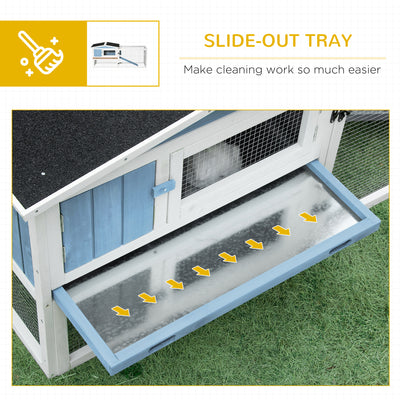 2-Story Rabbit Hutch Outdoor w/ Slide Out Tray, Detachable Run, Ramp