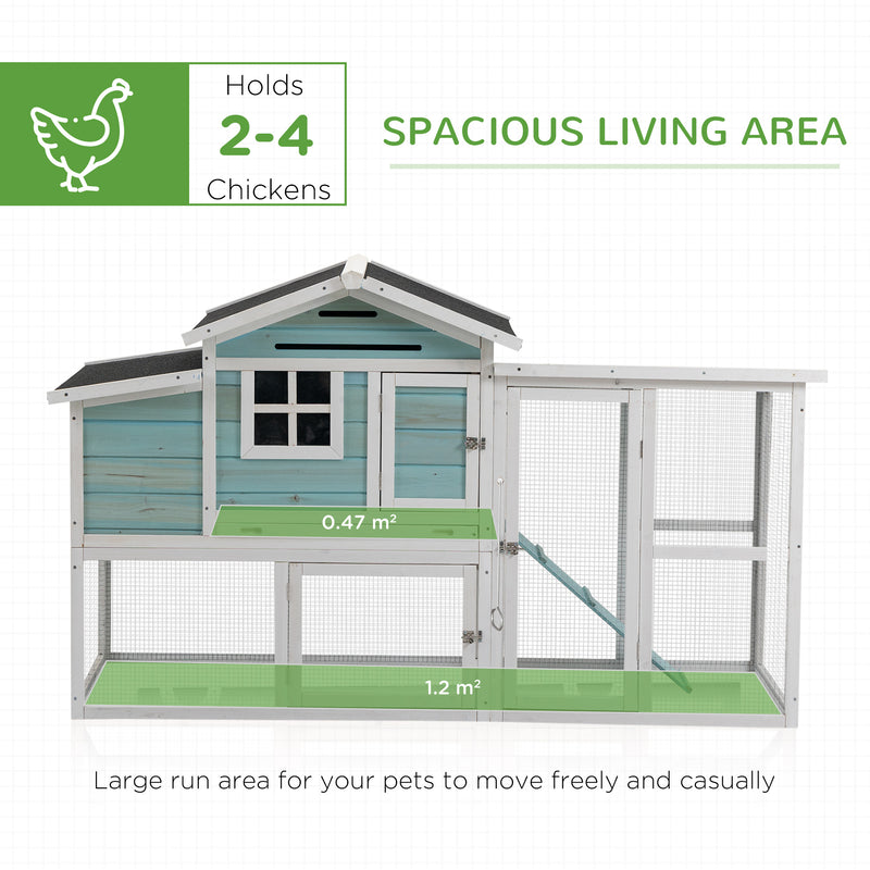 76" Wooden Chicken Coop Hen House with Outdoor Run Nesting Box Slide-out Tray