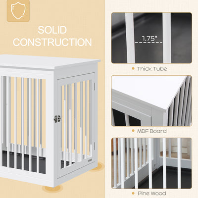 Wooden Dog Crate Furniture End Table Pet Kennel w/ Door Safety Lock