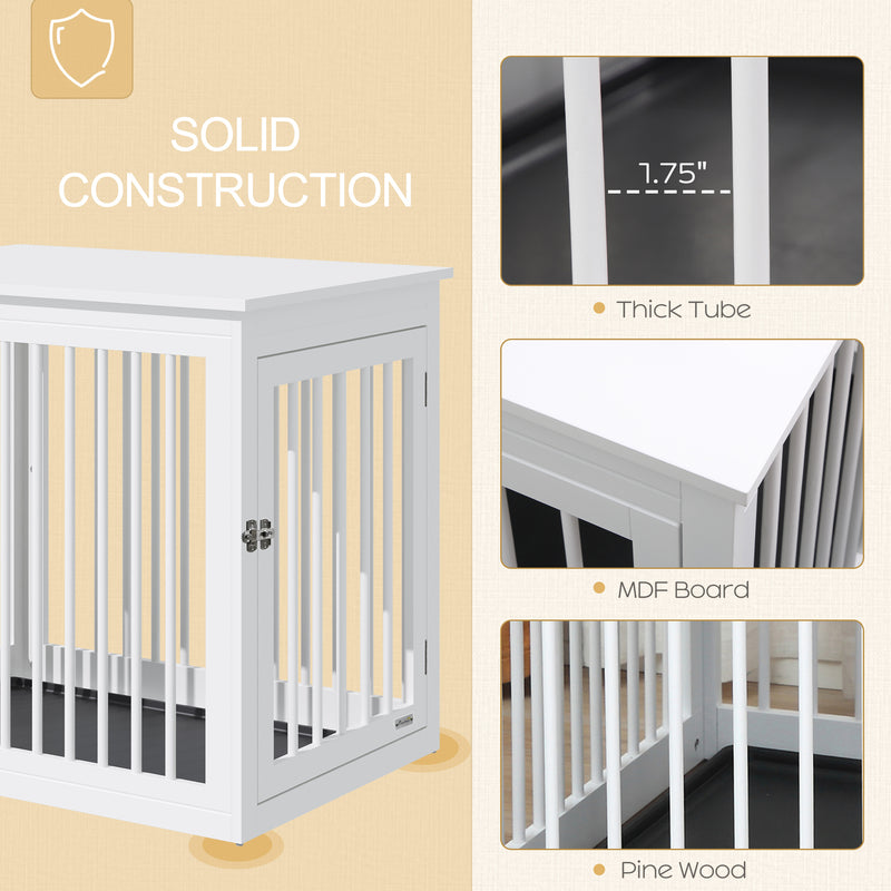 Wooden Dog Crate Furniture End Table Pet Kennel w/ Door Safety Lock