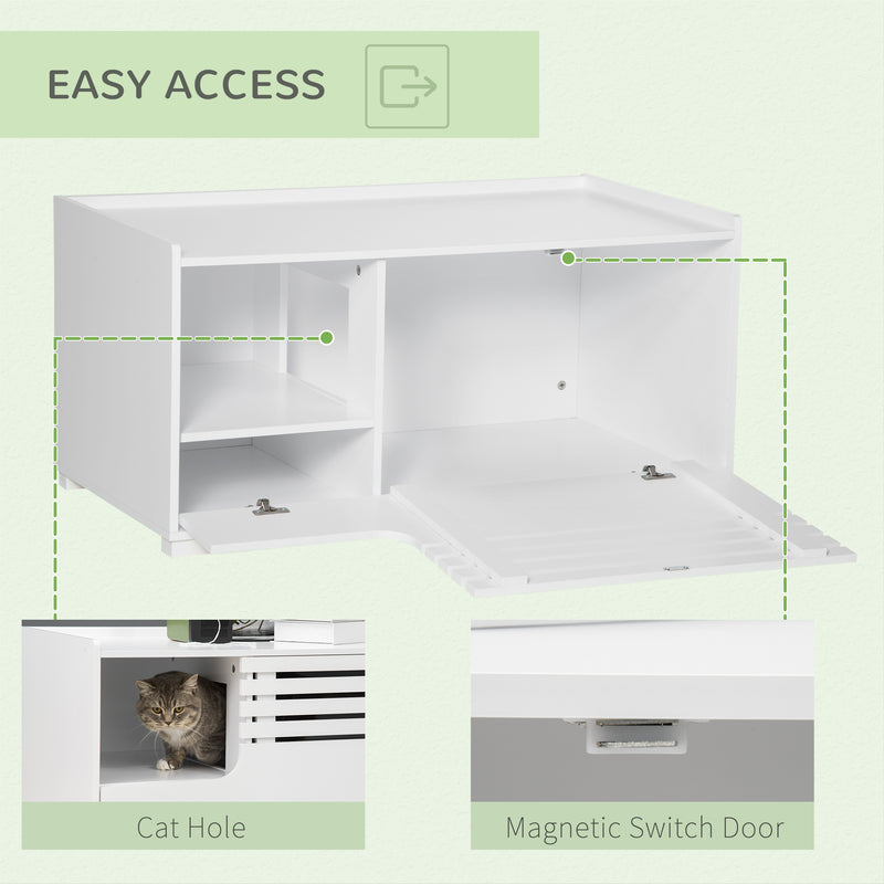 Cat Washroom Storage, Hidden Litter Box Enclosure End Table, W/ Door