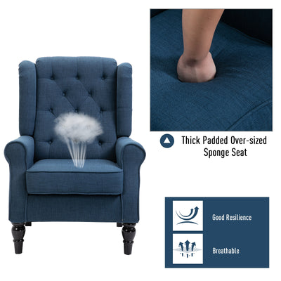 Fabric Tufted Club Accent Chair with Wooden Legs