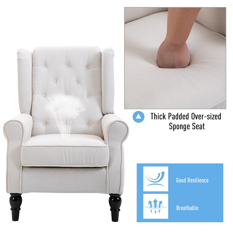 Fabric Tufted Club Accent Chair with Wooden Legs