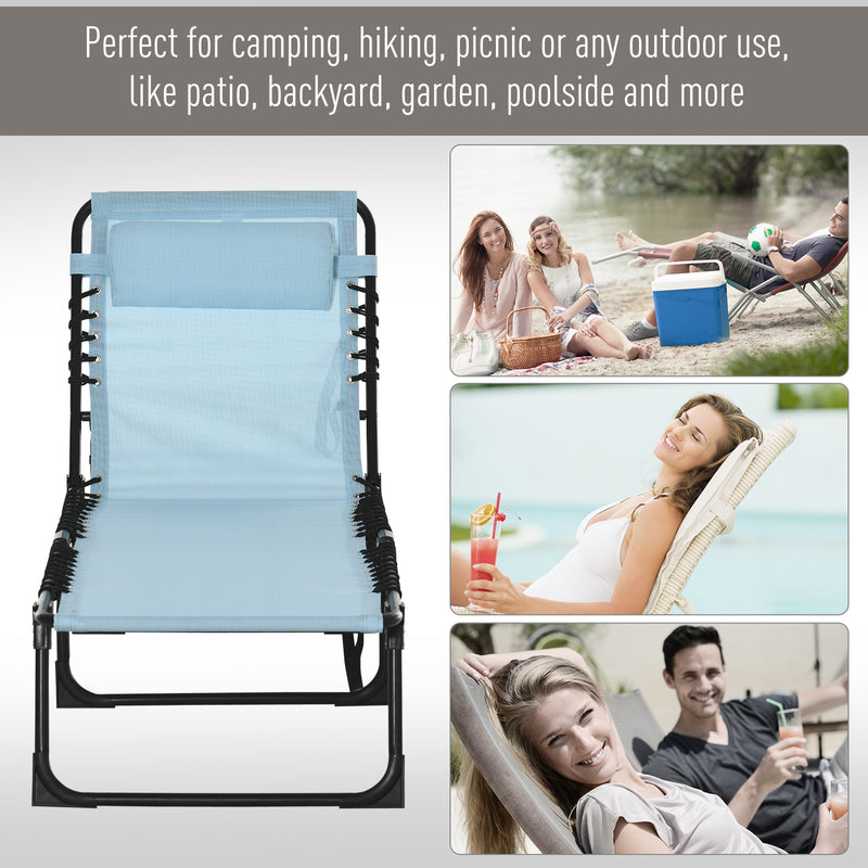 4-Level Adjustable Folding Up Lounger Reclining Bed Cot Lightweight