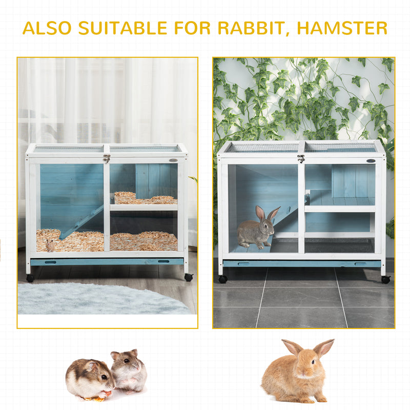 Small Rabbit Hutch Indoor, Split House Design, Bunny Cage, Bunny Hutch on Wheels