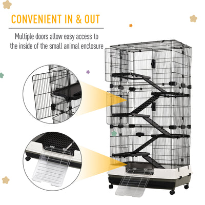 Moveable Small Animal Cage with Ramp, Platform, &amp; Strong Heavy Duty Build