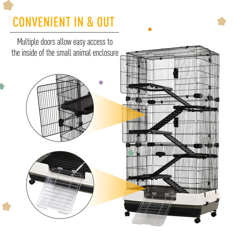 Moveable Small Animal Cage with Ramp, Platform, &amp; Strong Heavy Duty Build