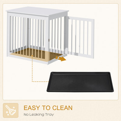 Wooden Dog Crate Furniture End Table Pet Kennel w/ Door Safety Lock