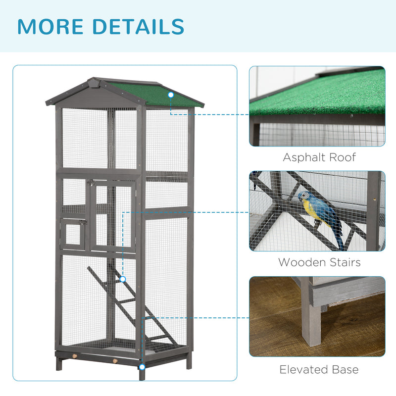 65&quot; Extra Large Wooden Bird Cage Habitat with Strong Metal Wire 2 Doors