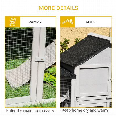 Fir Wood Bunny Hutch w/ Slide out Tray Ramps Asphalt Roof  for Outdoor Use