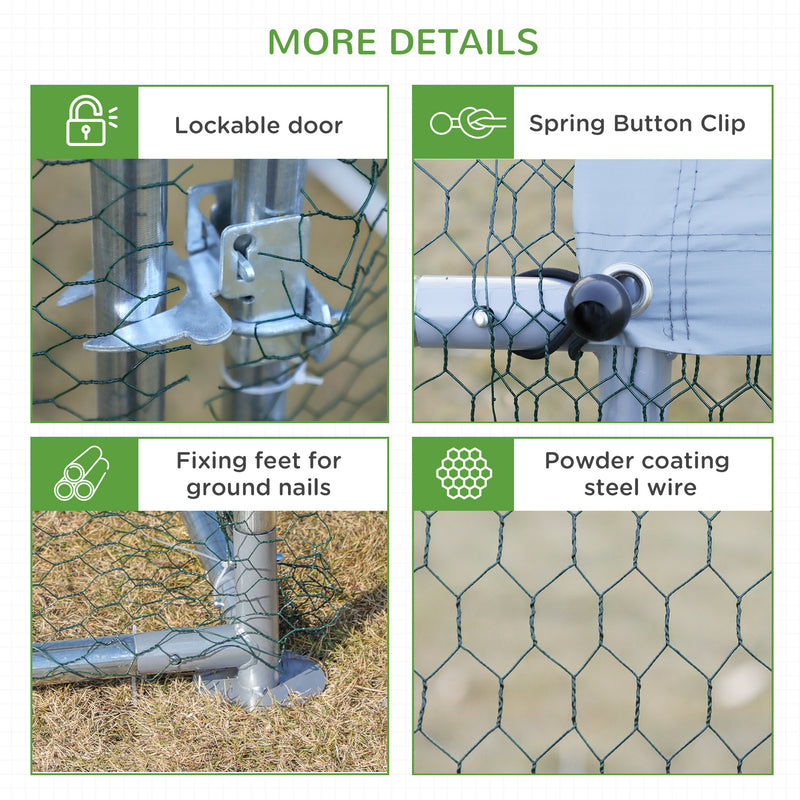 Chicken Cage Enclosure Pet Backyard Coop with Cover, Silver