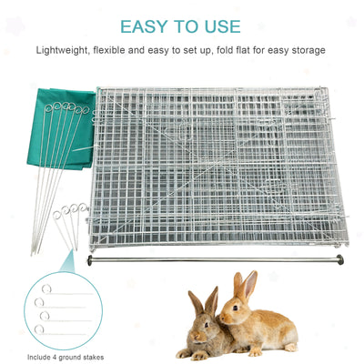 Galvanized Cage with Cover for Dog, Rabbit, and Chicken Run, 87&quot;