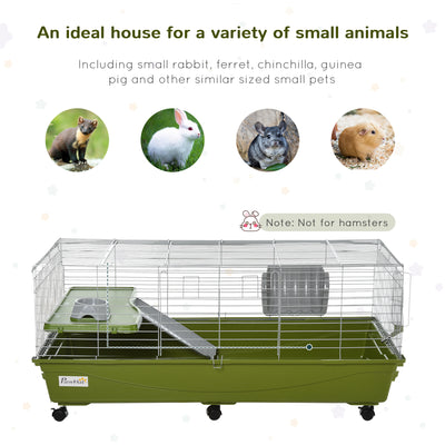 Guinea Pig, Hamster, &amp; Chinchilla House Cage w/ Food Dish, Wheels, &amp; Bottle