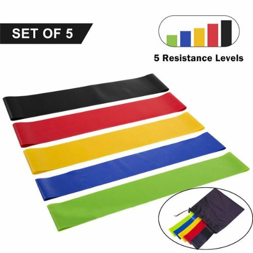 New Resistance Loop Bands For GYM Fitness Strength Yoga Exercise 5 In One Pack