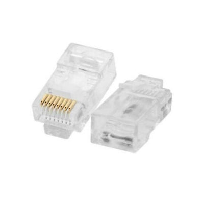 Cat6 Pass Through Connector RJ45 Gold Plated Modular Crystal Head