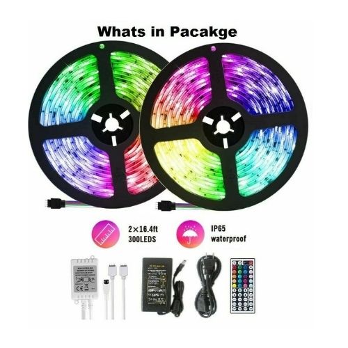 10M RGB LED Strip Flexible Lights 5050 300LED & 44Key Controller+ 10A Adapter