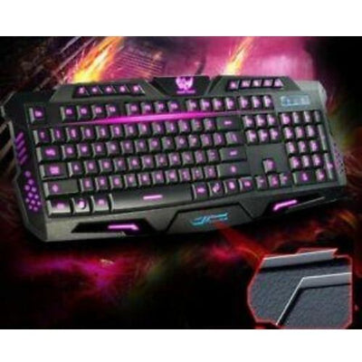 Backlit Pro Gaming USB Keyboard Multimedia Illuminated Color LED USB Wired