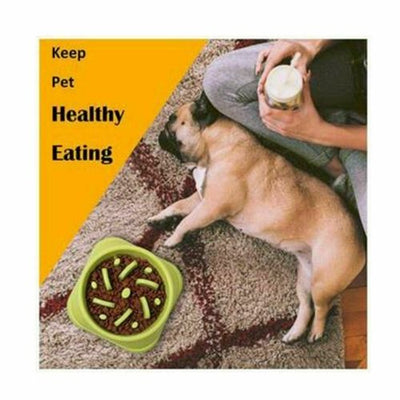 New Pet Dog Slow Food Healthy Anti Slip Gulp Feeder Interactive Dish Bowl Large