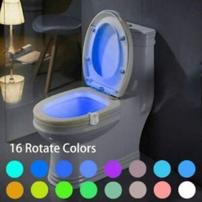 Toilet Night Light LED Motion Activated Sensor Bathroom Lamp 16 Colors CA Stock