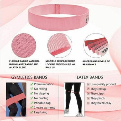 Exercise Resistance Loop Bands 5pcs/Pack With Diferrent Weight size Level (Pink)